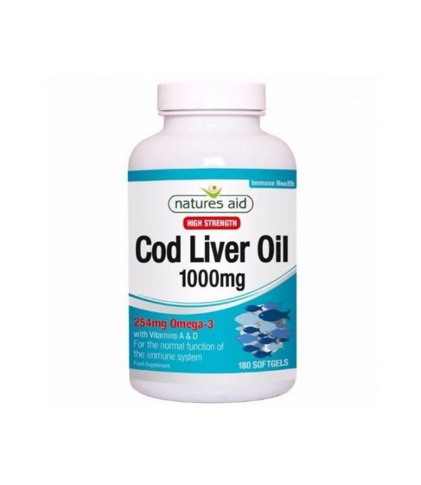 Natures Aid Cod Liver Oil 1000mg 180 Capsules Fine Fettle Foods